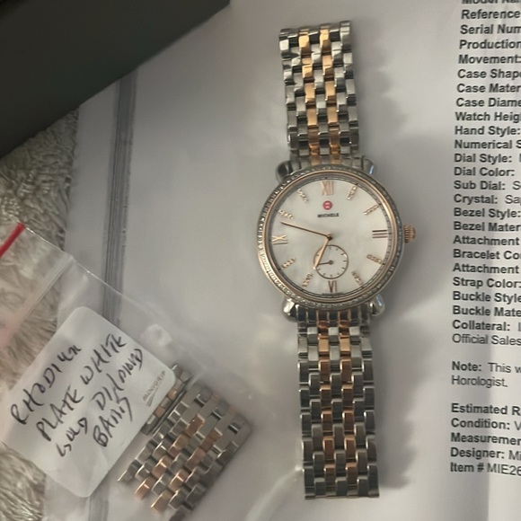 AUTHENTIC MICHELE GRACILE WATCH WHITE GOLD & ROSE GOLD WITH DIAMONDS ❤️ - Picture 6 of 7